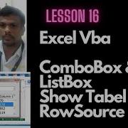 Lesson 16 Excel Vba ComboBox ListBox Show Tabel RowSource