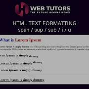HTML Text Formatting Elements Basic HTML CSS Tutorial For Beginners Class Web Tutors