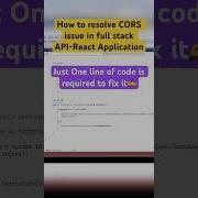 How To Fix CORS Issue In Full Stack App Using React And Web API Shorts Coding Reactjs Webapi