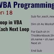 For Each Next Loop In VBA VBA Programming Tutorial Chapter 18