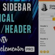 Elementor Fixed Sidebar Vertical Menu Header With NO Code