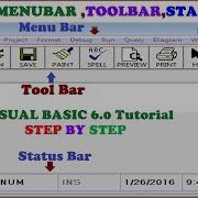 Create Tool Bar Status Bar And Menu Bar Using Visual Basic 6 0 Step By Step Visual Basic Tutorial