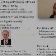 Personal Overview On History Of Signal Processing First Course