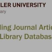 Finding Journal Articles In Library Databases
