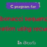 C Program For Fibonacci Sequence Generation In C Using Recursion C Programming In Telugu