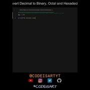 Convert Decimal To Binary Octal And Hexadecimal In Python Python Examples Python Code Tutorial