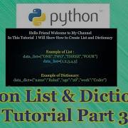 Python List And Dictionary Tutorial Part 3