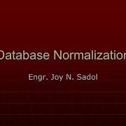 Database Normalization Lecture Part 1