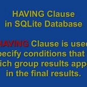 How To Use HAVING Clause Using SQLite