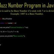 Buzz Number Program In Java