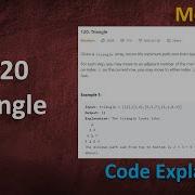 Triangle Live Coding With Explanation Leetcode 120
