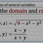 Domain Range Of Functions Of Several Variables
