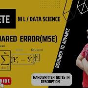 Mean Squared Error MSE Machinelearning Datascience