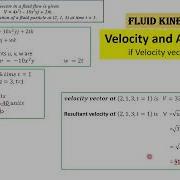 Velocity Acceleration Numerical Fluid Mechanics Fluid Kinematics