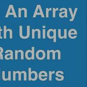 Fill An Array With Unique Random Numbers C Programming Example