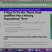 How To Fix The React Hook UseEffect Has A Missing Dependency Error
