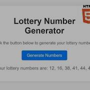 Lottery Number Generator Implemented Using HTML CSS And JavaScript