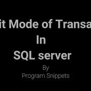 Implicit Mode Of Transaction In SQL Server