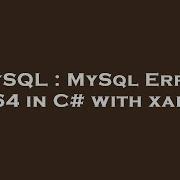 MySQL MySql Error 1064 In C With Xampp