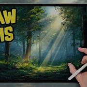 PROCREATE Landscape Drawing Tutorial Forest Sun Rays