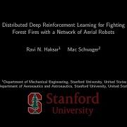 Distributed Deep Reinforcement Learning For Fighting Forest Fires With A Network Of Aerial Robots