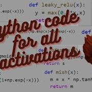 Neural Networks From Scratch Lec 17 Python Implementations Of All Activation Functions