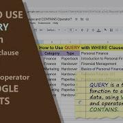 Google Sheets QUERY Function WHERE CONTAINS Example Spreadsheet Tutorial