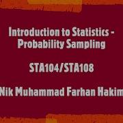 STA104 108 Introduction To Statistics Probability Sampling