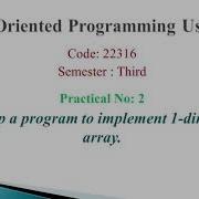 PRACT 2 C Program To Implement 1 Dimension Array