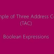 CD Examples Of Three Address Code Boolean Expression