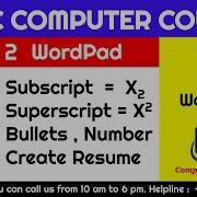 Wordpad Chapter 2 Subscript Superscript Bullets Number Complete Basic Computer Course In Hindi