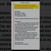 Letter To The Editor Of A Newspaper About Reckless Harsh Driving Of Public Vehicles In Your Locality