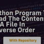 Python Program To Read The Contents Of A File In Reverse Order