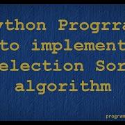 Selection Sort In Python Hindi