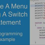 Create A Menu Using A Switch Statement C Programming Example