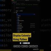 Create Calendar Using Python Shorts Python Code With Rohan