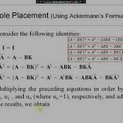 Unit4 4 Pole Placement Using Ackermanns Formula Method