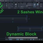 AutoCAD Dynamic Block 2 Sashes Window Design Plan View