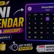 Build Mini Calendar Using HTML CSS JavaScript Beginner Project