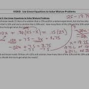 Use Linear Equations To Solve Mixture Problems