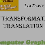 Computer Graphics L 6 2D Transformation Translation CBSE NET