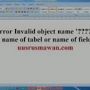Error Invalid Object Name