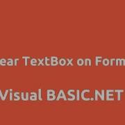 Clear TextBox On Form In VB Net