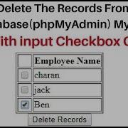 PHP Using Checkbox List Delete Multiple Records MySQL PhpMyadmin
