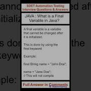 JAVA What Is A Final Variable In Java