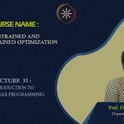 Lecture 31 Introduction To Nonlinear Programming