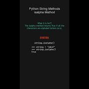 Isalpha Method String Methods Python