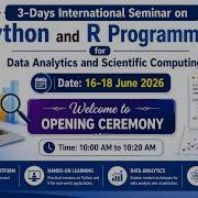 3 Days International Seminar On Python And R Programming For Data Analytics And Scientific Computing