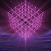 Retro Synthwave 3D Laser Wireframe Cube Rotating Over 80s Neon Grid 4K VJ Loop Motion Background