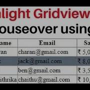 Highlight Gridview Row Background Color Change On Mouseover Using Css